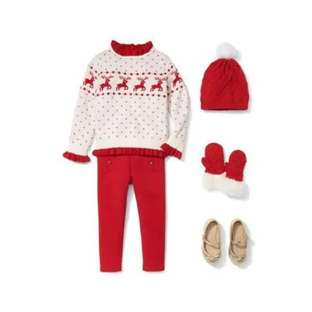 Janie and Jack Pom-Pom Beanie & Sweater Mittens, 0-6M - NWT